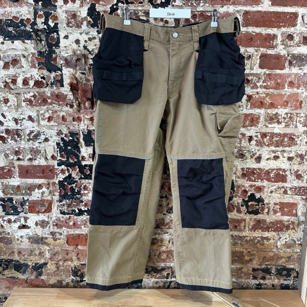 Helly Hansone Workwear Cargo Multi Pocket Pants Mens 38x30 Brown Black Work